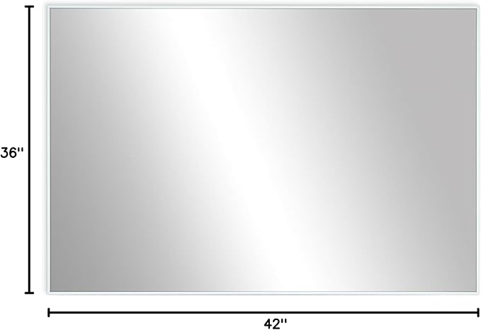 Frame My Mirror White Metal Framed Mirror, 36" x 42" Mirror for Bathroom, Metal Frame, True Reflections Glass, Pure White Finish, Stanton Design, Hangs Horizontally or Vertically, Made in USA