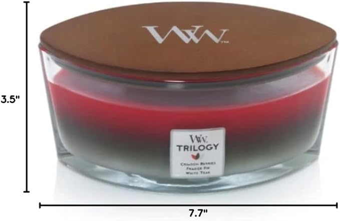 WoodWick Winter Garland Trilogy Holiday Candle Gifts for Women and Men, 16 oz Ellipse Trilogy Candle with Crackling Wick