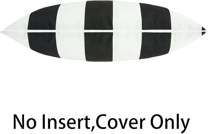 Waterproof Outdoor Lumbar Pillow Covers Set of 2,Home Decor for Garden Patio Furniture,Couch,Sofa 12"x20" Inch Decorative Pillows Cover Only,NO Insert(Black White)