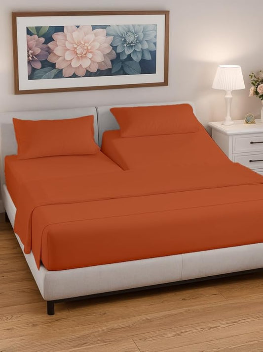Split Head King Sheet Set – 4 Piece Flex Split Top King Sheets for Adjustable Beds - Fits 14” to 16" Mattress w/ Deep Pockets - Soft, Breathable & Cooling - Luxury Bedding & Wrinkle Free - Terracotta