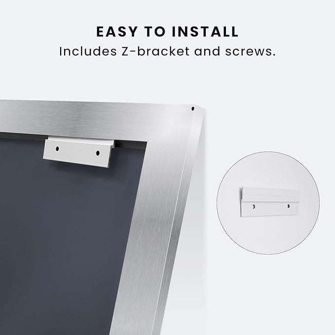 Amorho 28x36 Inch Bathroom Mirror Silver, Thick Metal Framed Wall Mirrors for Over Sink, Brushed Nickel Mirror Perfect for Bedroom, Living Room, Entryway, Rectangle (Horizontal/Vertical).