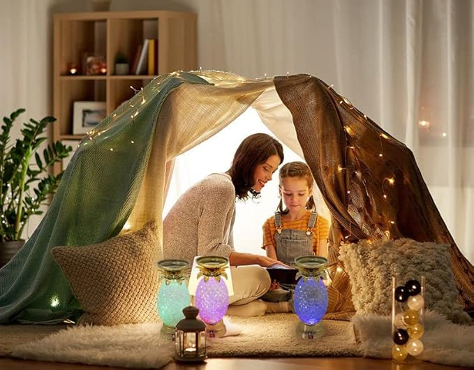 YAKii 9.5" Pineapple LED Color Changing Shine Lamp,Swirling Water Waves Lamp Kid Safe Battery/USB Cable Operated,Table Lamp Candle Holder Table Decoration Gold(Pack of 2)