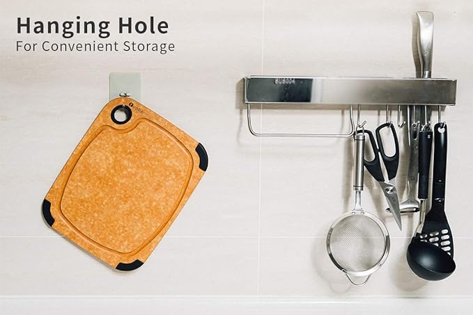 Wood Fiber Cutting Board, Toptier Dishwasher Safe Cutting Boards for Kitchen, Eco-Friendly, Non-Slip, Fruit Juice Grooves, Non-Porous, BPA Free, Medium Cutting Board, 14.5 x 11-inch, Natural Slate