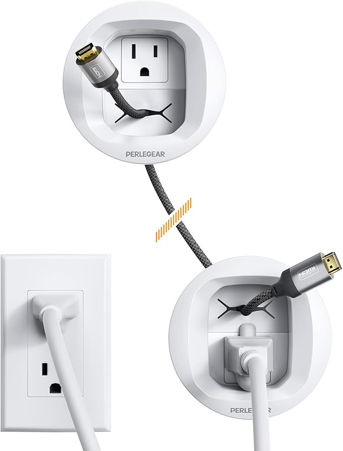 Perlegear in-Wall Cable Management Kit, TV Cord Hider for Wall Mounted TV and Speakers, Power and Low Voltage Wire Management. Includes Drill Template, Dust Bag and Drill Attachment for Easy Install