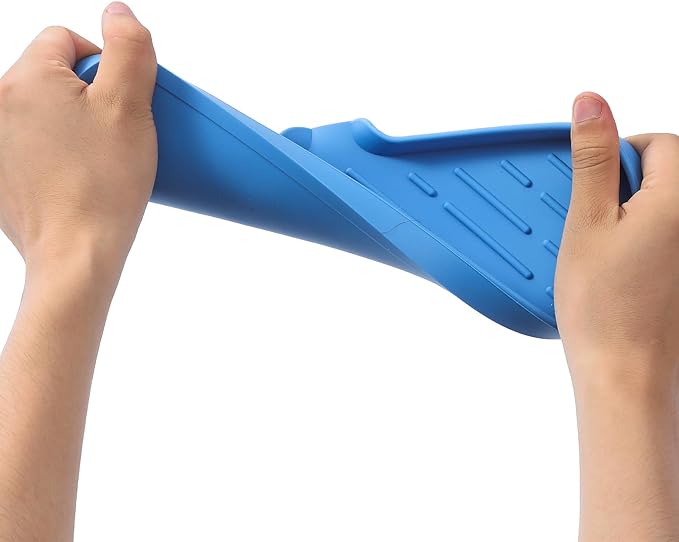 Silicone Bathroom Soap Dishes with Drain Spout-Bathroom and Kitchen Sink Organizer,Sponge Holder,Dish Soap Tray,Perfect for Dispenser,Scrubber,Bottle,Cup on Sink or Counter-Lichen Blue 12"×4"