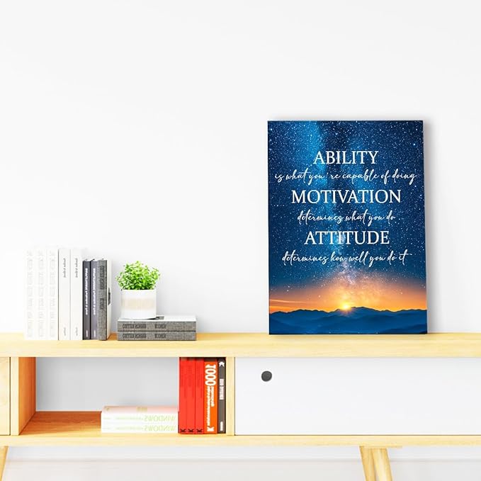Ability Motivation Attitude Wall Decor,Inspirational Quotes Canvas Paintings Framed For Office Workplace Wall Art Decor
