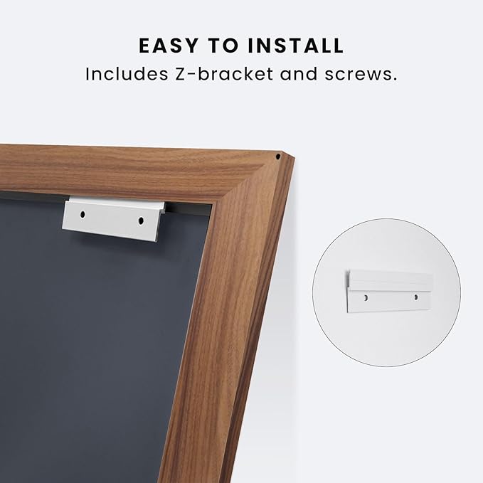 Amorho 30 X36 Inch Bathroom Mirror for Wall, Walnut Wood Grain Metal Framed Mirror, Anti-Rust, Hang Horizontally/Vertically, Suitable for Bedroom, Farmhouse, Bathroom, Decorative