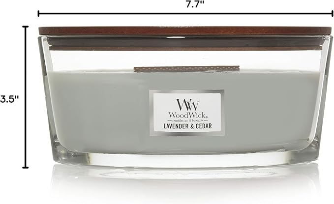WoodWick Lavender & Cedar Holiday Candle Gifts for Women and Men, 16 oz Ellipse Candle with Crackling Wick