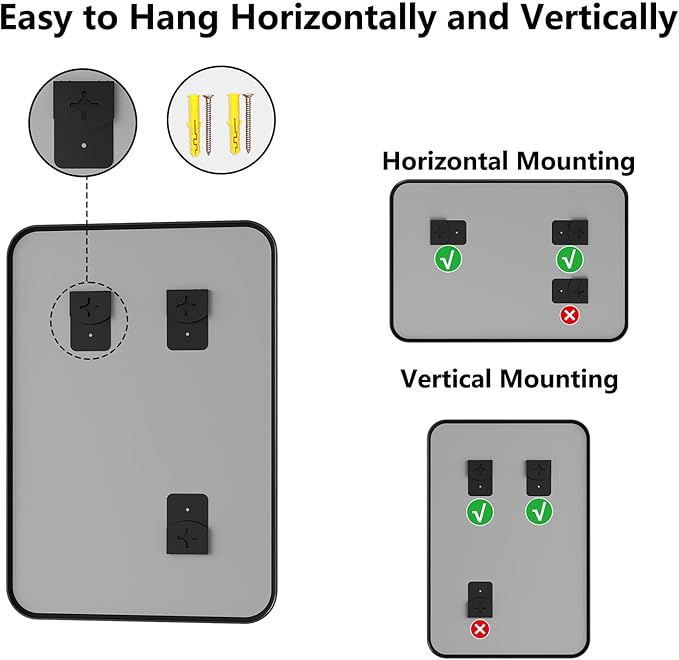 Bathroom Mirror, 26X38 Inch Black Metal Framed Mirror for Bathroom, Tempered Glass, Anti-Rust, Rounded Rectangle Mirror for Restroom, Bedroom, Black