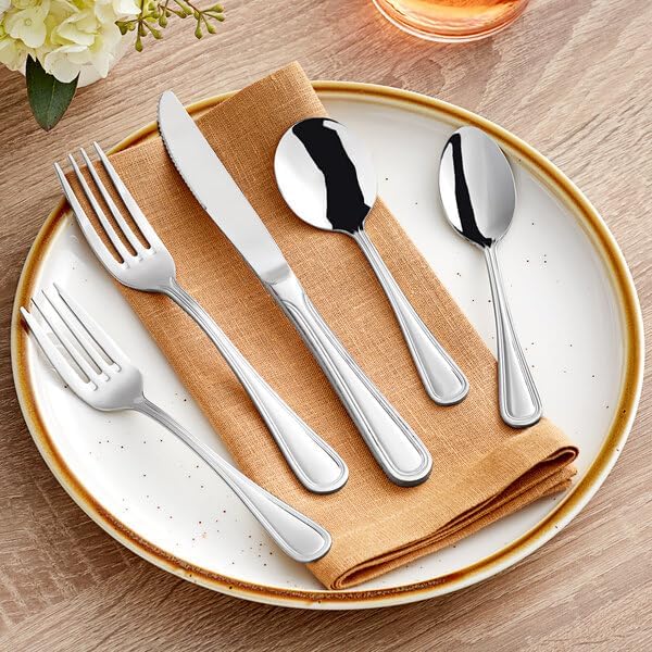 Edgeworth Stainless Steel Flatware Set, Service for 12, 18/8 Extra Heavy Weight, Silver, 60-Piece, Mirror Polished, Teardrop Handle