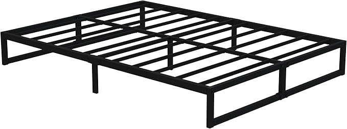 12 Inch California King Bed Frames No Box Spring Needed Heavy Duty Metal Cal King Platform for Mattress Foundation, Noise Free, Easy Assembly, Black