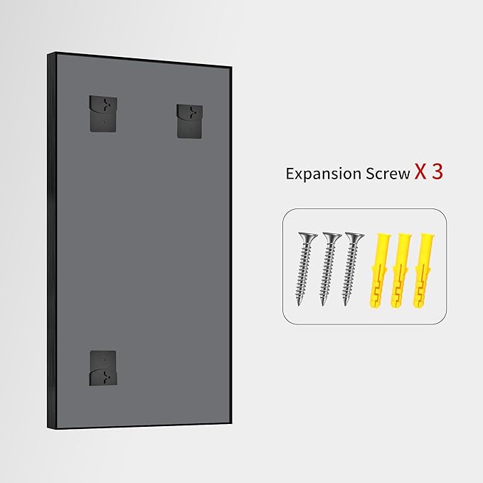 CIRCUMI Black Bathroom Mirror, 30"x60" Rectangular Mirror with Deep Metal Frame, Brushed Finish, Tempered Glass, Large Mirror for Wall, Over 2 Sinks, Installed Vertically/Horizontally, Crystal-Clear