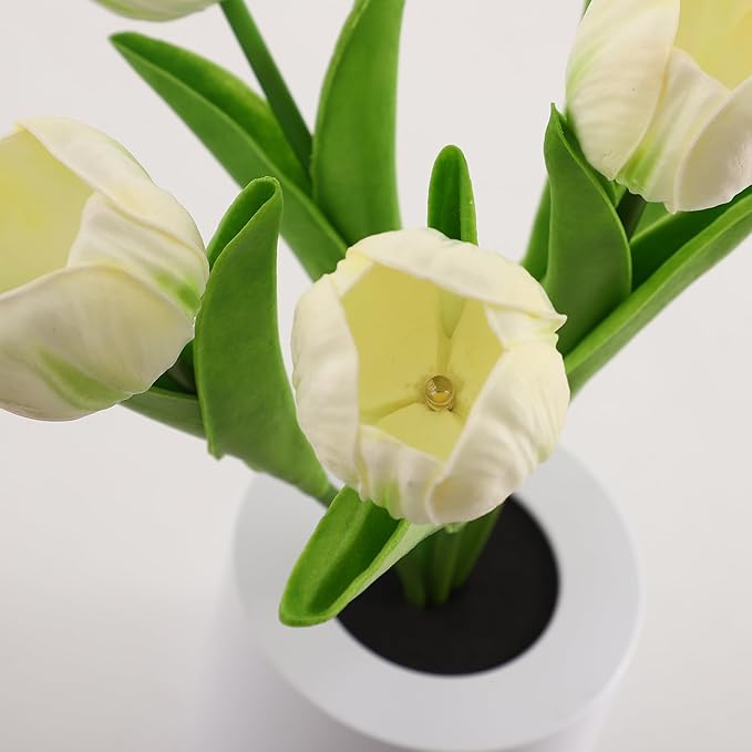 WSYEAR Flower Table Lamp Tulip Desk LED Night Light for Home Living Room Decor Artificial Flower with Vase Table Centerpieces for Birthday Holiday Party Wedding Room Decoration