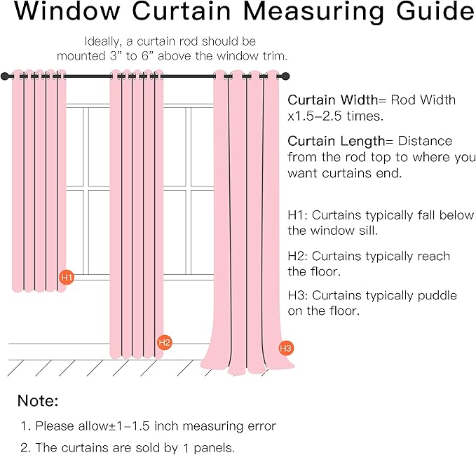 XiDi Pink Curtains for Girls Room, Kids Bedroom Blackout Curtains, Hot Pink Room Darkening Decor, 1 Panel