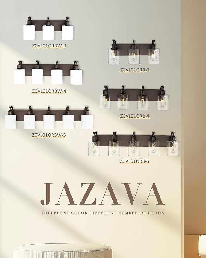 5 Light Bathroom Vanity Light, Morden Vanity Lighting Fixtures Over Mirror Oil Rubbed Bronze Bathroom Wall Sconce with Milky White Frosted Shade ZCVL01ORBW-5