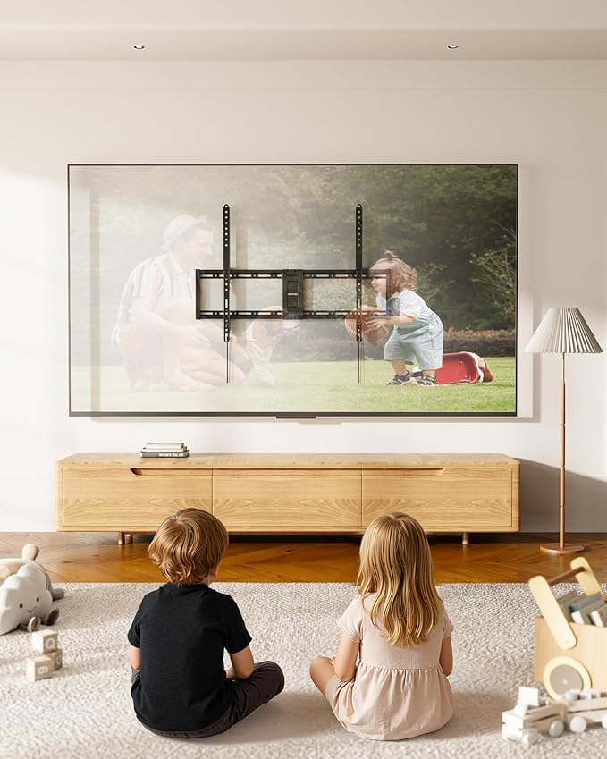 monTEK Heavy Duty Fixed TV Wall Mount for 43–100 Inch TVs up to 200 lbs, 1.2" Ultra Slim Low Profile Wall Mount Bracket, Max VESA 800x600mm, Fits 16"/18"/24" Wood Studs, Secure Space-Saving Design