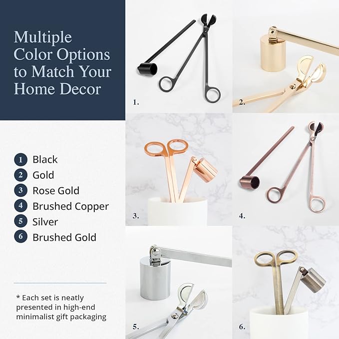 Candle Wick Trimmer and Candle Snuffer Accessory Set – Pick Your Color
