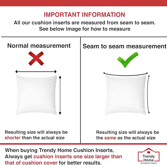 Trendy Home 26x26 Throw Pillow Insert (Set of 2, White) Bed and Couch Pillows Stuffer Hypoallergenic, Decorative Home Indoor Outdoor Sofa Pillow Filler (Machine Wash, 2 Pack)