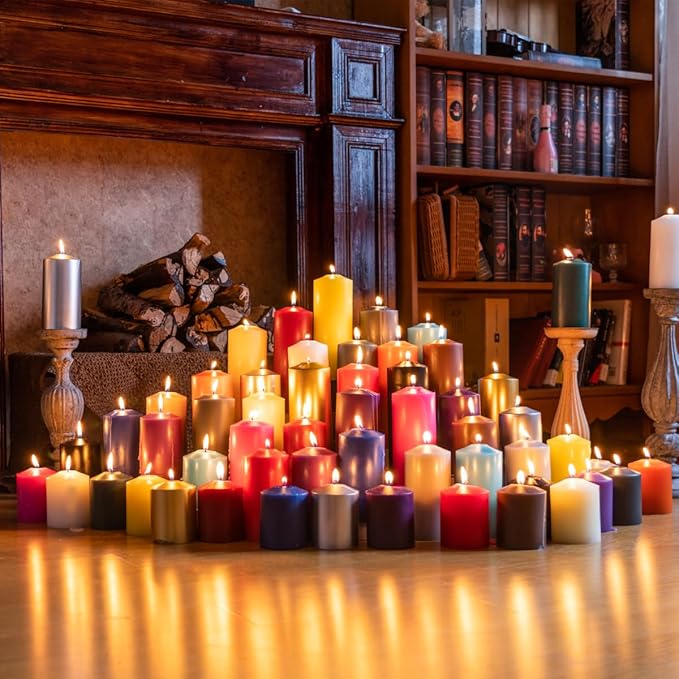 MOZEAL 3" x 4" Hand-Poured Unscented Silver Pillar Candles,Dripless Candles Set of 3,Smokeless,Clean Burning,Approx 60 Hours Burn Time,Wedding,Dinner,Christmas and Home Decor(3 Inch Width Series)