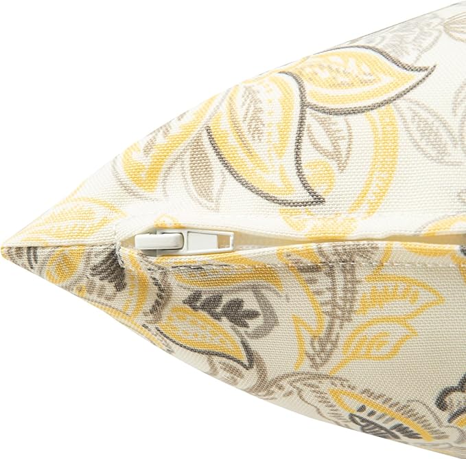 Waterproof Outdoor Throw Pillow Covers Set of 2,Home Decor for Garden Patio Furniture,Couch,Sofa 18 x18 Inch Decorative Pillows Cover Only,NO Insert(Yellow Flower)