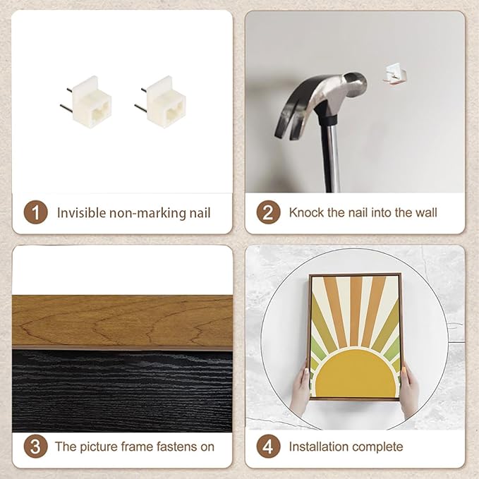 Bwodke Boho Wall Art, Framed Abstract Sunshine Wall Art, Sun Rising Neutral Canvas Wall Decor, Mid Century Geometric Pictures Set of 3, Minimalist Paintings, for Bedroom Living Room Bathroom 12"x16"