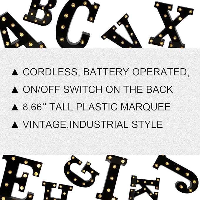 OYCBUZO Light Up Black Alphabet Marquee Letters Sign LED Marquee Number Lights Sign for Night Light Home Bar Christmas Lamp Birthday Party Wedding Decoration X