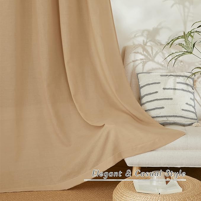 NICETOWN Rustic Linen 144 inch Long Curtains for Living Room, Grommet Privacy Added Thick Linen Weave with Light Filter Window Curtains & Drapes for Bedroom, Burlap, W55 x L144, 2 Panels