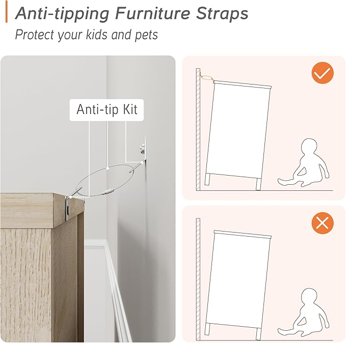 WAMPAT Dresser with 9 Drawers, Bedroom 3-in-1 Wide Wooden Chest of Drawers, Modern Long Dressers Closet Storage Organizer w/Solid Wood Legs for Living Room, Kids Room, Nursery, Light Oak, 106 Inches