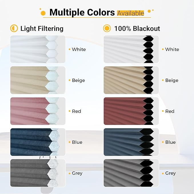 100% Blackout Window Shade, Cordless Cellular Blinds, 24" W x 36" H, Cool Silver (Blackout)