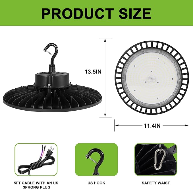UFO Led High Bay Light 150W 4PACK 5000K High Bay Led Shop Lights 22500lm Dimmable Led High Bay Light with US Plug ETL Listed Shop Light for Warehouse Lights Commercial Bay Lighting