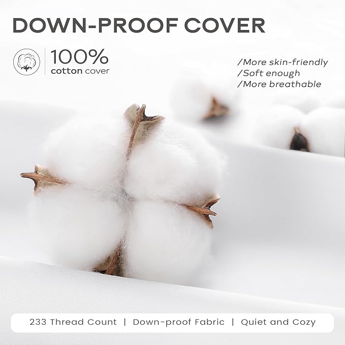 SAVORI Down Feather Throw Pillow Inserts 26x26 Euro Pillow Inserts, Soft Fluffy Throw Pillows with Cotton Cover, Decorative Throw Pillows for Couch Sofa Bed-White