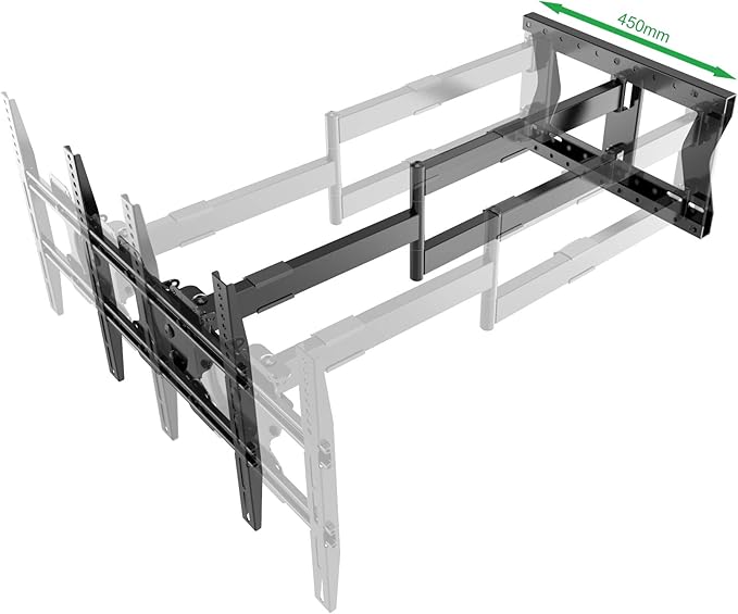 Physix 2100 Long arm TV Wall Mount for 32-75 Inch Screens Extra Long Extension up to 40 Inch Heavy-Duty TV Mount Holds up to 88 lbs Full-Motion, Swivels up to 180° Max. VESA 600x400, Black
