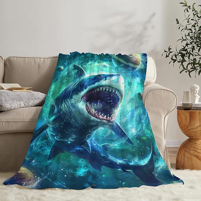 Funny Shark Throw Blanket - Fantasy Gifts and Decor for Girls, Women, Men, Boys - Soft Warm Cozy Fleece for Couch, Sofa, Bed 50"x40"