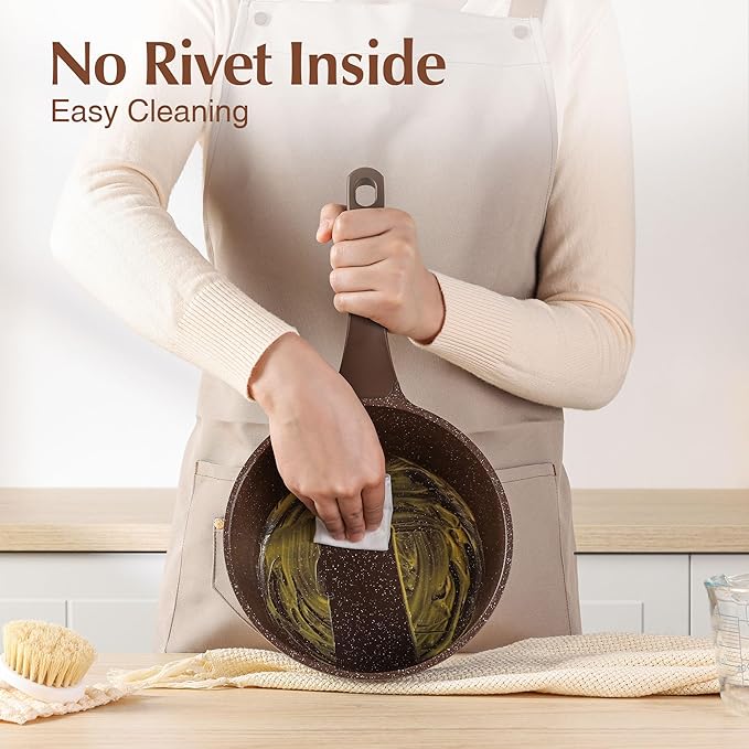 SENSARTE Saucepan Nonstick with Lid 2.5 Quarts Granite Coating Sauce Pot Medium Kitchen Cooking Pot, Induction Comptable, Free of Intentionally Added PFOA