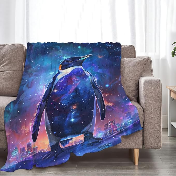 Tijuboni Penguin Throw Blanket Penguin Gifts for Girls Boys Women Men Kids Adults Soft Flannel Fleece Blanket for Couch Sofa Bed Home Decor 40"x50"