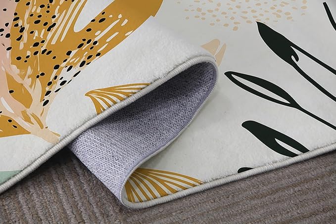 Area Rug 6x9 Entryway Botanical Boho Tropical Leaves Modern Rugs Machine Washable Soft Carpet Non Slip Abstract Aesthetic Area Rug for Entrance Living Room Bedroom Dining Room Office Indoor