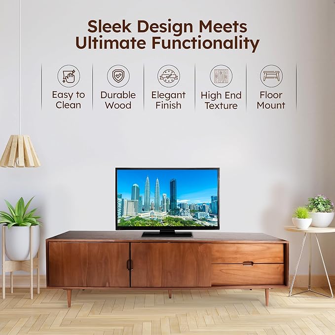 TV Stand for 55/65/75/85 up to 90 Inch TV, Mid Century Modern TV Stand for With Adjustable Shelves,Doors, Under 10 Minutes Assembly -TV Console for Living Room,TV Console Table-Walnut-72''