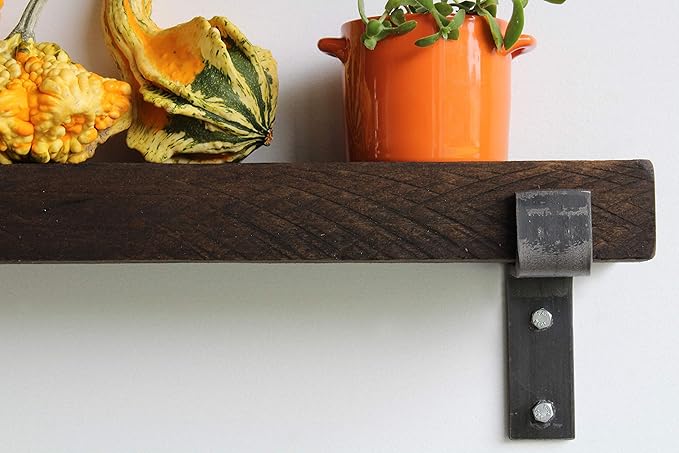 Urban Legacy Accent Shelves | Reclaimed Barn Plank | Set of 2 with Full Brackets (Coffee Bean 40" x 4.5" x 2")