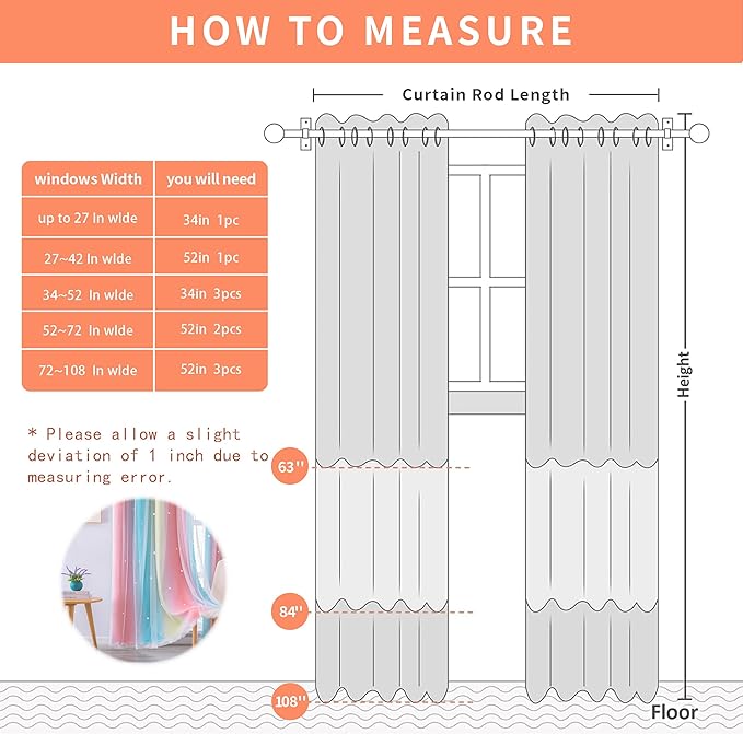 XiDi Dream Star Blackout Curtains for Kids Rooms Girl Princess Curtain for Daughter Bedroom Window (Pink Blue, W52 X L96)