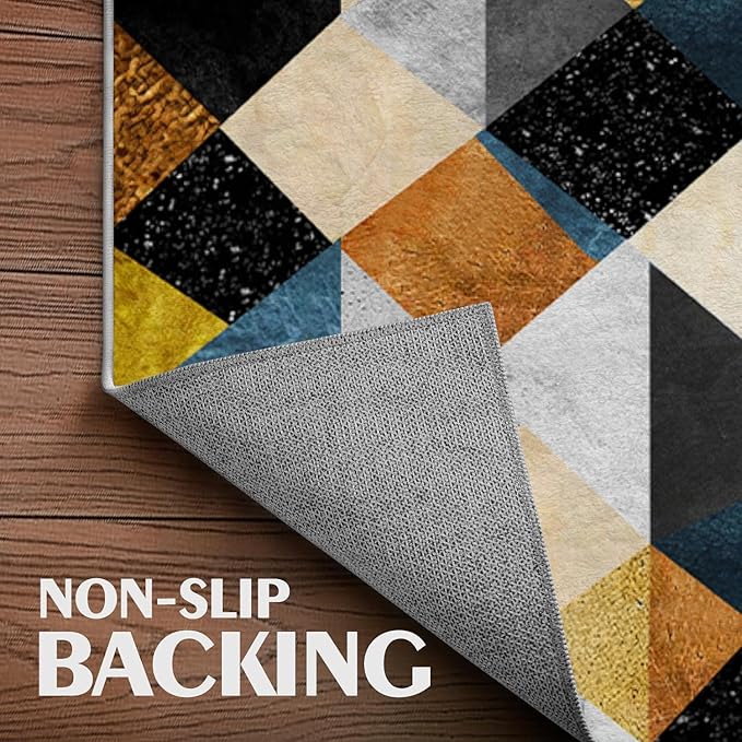 Area Rug 6x9 Entryway Geometric Marble Triangle Modern Rugs Machine Washable Soft Contemporary Rug Irregular Geometry Carpet Texture for Entrance Living Room Bedroom Dining Room Office Indoor