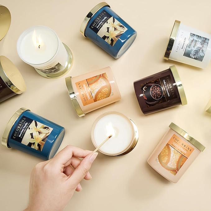 COCORRÍNA Fall Candles - Bourbon Vanilla 5 oz Soy Wax Scented Jar Candles for Home Scented, 31 Hours Burn Time, Aromatherapy Candle Gifts for Men Women