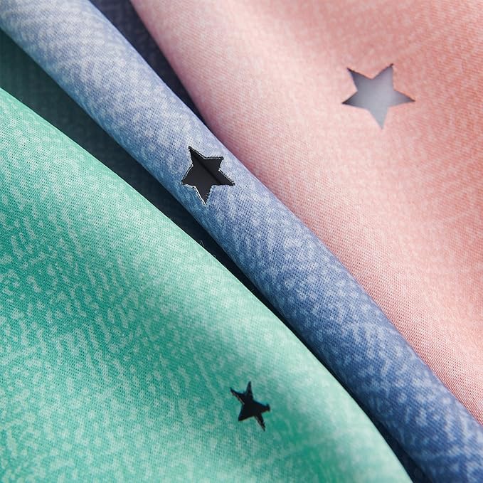 XiDi Curtains for Bedroom Decor, Rainbow Pinkgreen grey52/54