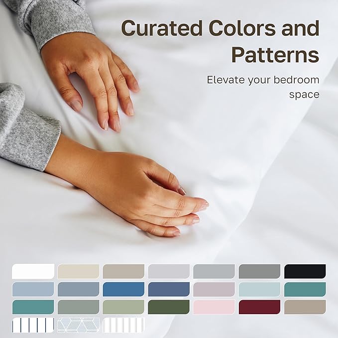 California Design Den Deep Pocket King Sheets Set - Luxury 600 Thread Count Sateen, 100% Cotton Sheets with All Around Elastic for a Snug Fit, Hotel Quality Bedding Set - White