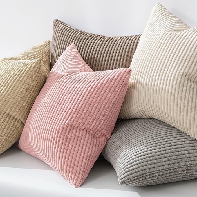 MIULEE Winter Pack of 2 Pillow Covers Soft Soild Decorative Square Throw Pillow Covers Set Cushion Cases Pillowcases for Sofa Bedroom Car 18 x 18 Inch 45 x 45 Cm Pink