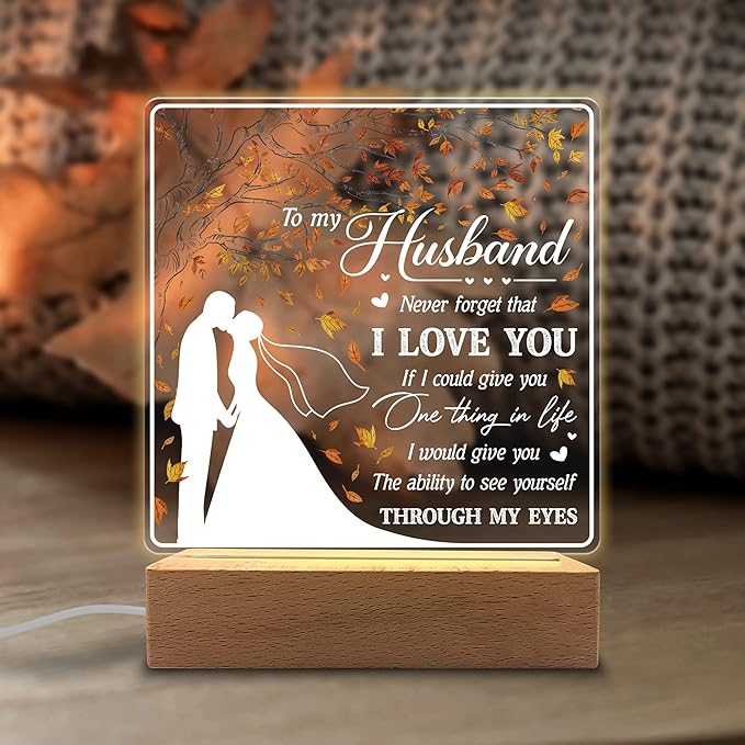 I Love You Acrylic Night Light Gifts for Husband on Wedding, Anniversary, Valentine's Day