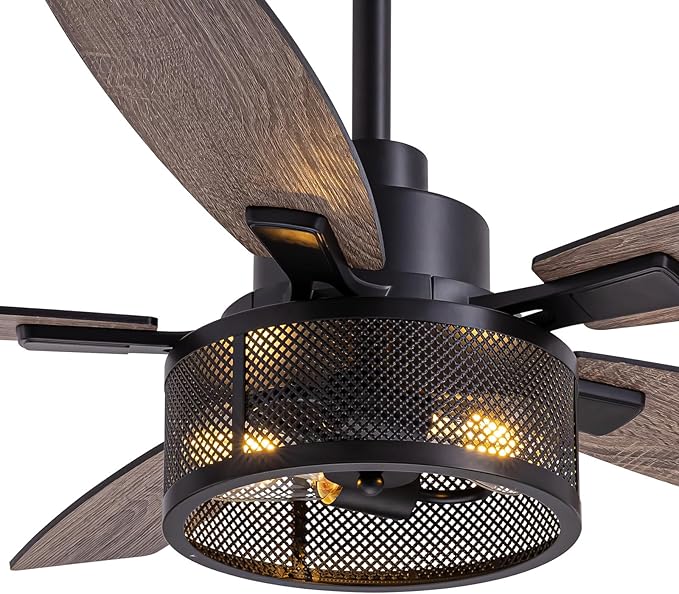 Ceiling Fans with Lights and Remote Control, Ceiling Fan for Bedroom Living Room (Black-1)