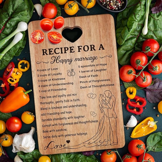 Wedding Gift for Couple Acacia Wood Marriage Cutting Board Bridal Shower Gift for Bride Groom Engagement Best Anniversary Newlywed Gift for Wedding Shower Mr Mrs Gift Engraved Board Bride to Be Gift