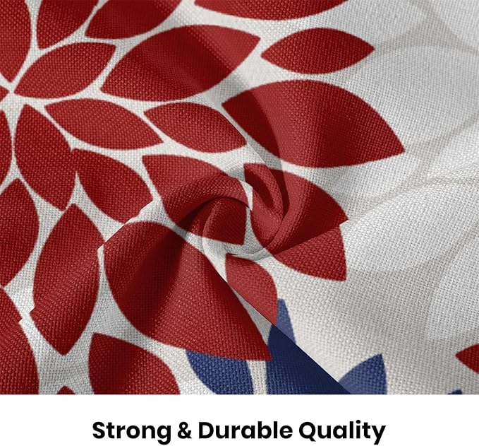 4th of July Pillow Covers 24x24 Inch Set of 2 Patriotic Themed Navy Blue Red White Dahlia Floral Decor Throw Pillows Modern Geometry Flower Outdoor Decorative Cushion Cases for Sofa Couch Bed