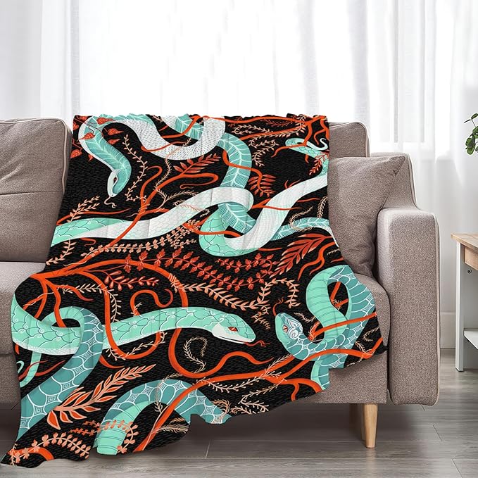 Tijuboni Snake Throw Blanket Snake Gifts for Girls Boys Women Men Kids Adults Soft Flannel Fleece Blanket for Couch Sofa Bed Home Decor 60"x80"