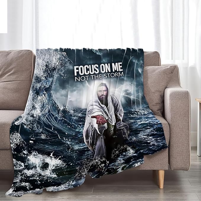 Tijuboni Christian Jesus Throw Blanket Religious Faith Gifts for Women Men Girls Boys Kids Adults Soft Flannel Fleece Blanket for Couch Sofa Bed Home Decor 50"x60"